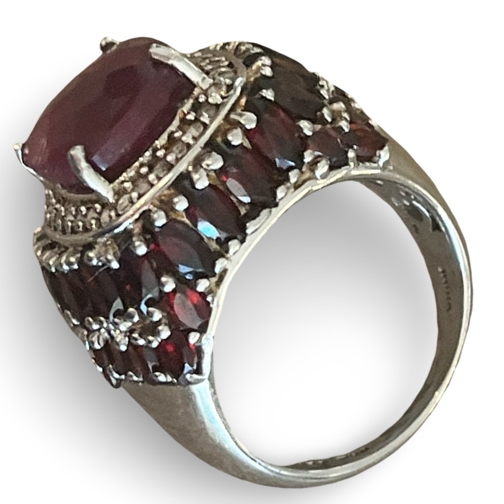 Sterling Silver Indian Ruby Ring With Garnet Ston… - image 4